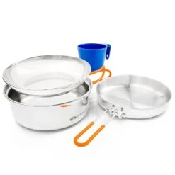 GSI Outdoors Glacier Stainless Steel Mess Kit -Deals Outdoor Camping gsi outdoors glacier stainless 1 person mess kit